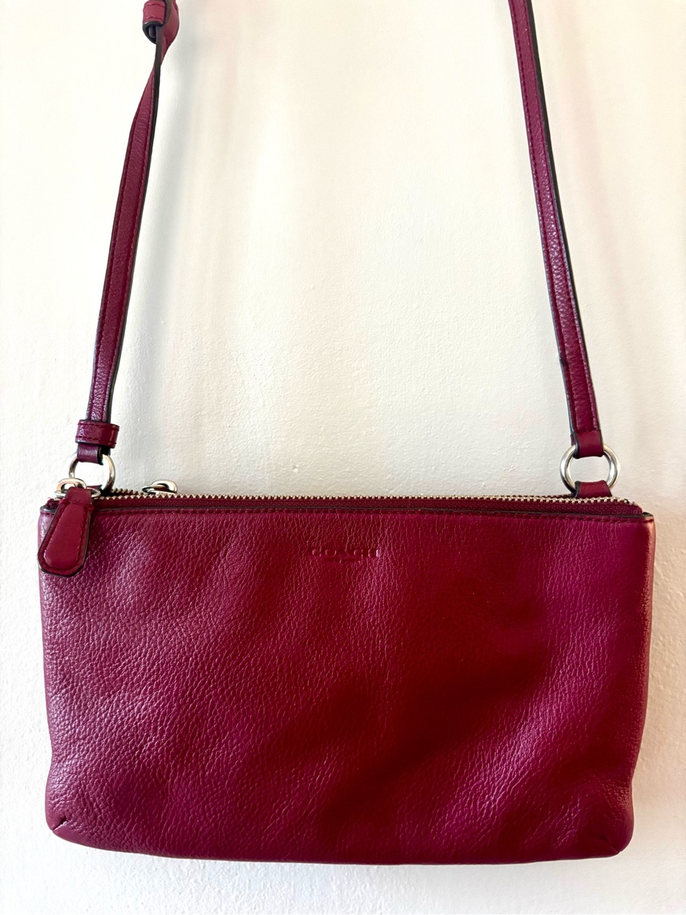 Coach Maroon Crossbody Lyla Park Leather Double Gusset F51682